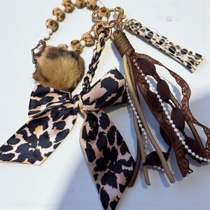 Leopard Brown and tan bag and keys holder